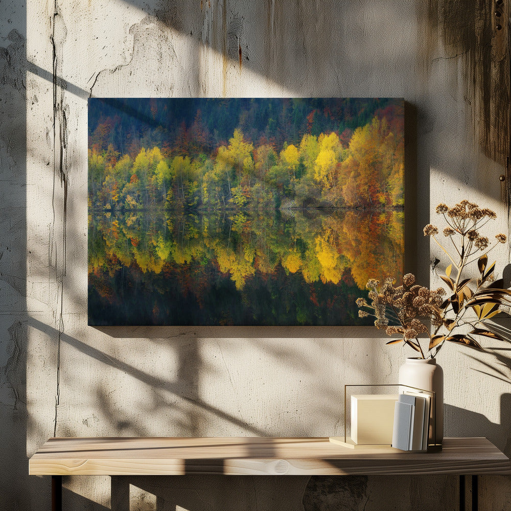 Autumnal silence by Burger Jochen | Peaceful Autumn Reflection, Large Canvas Wall Art Print | Artsy Earth