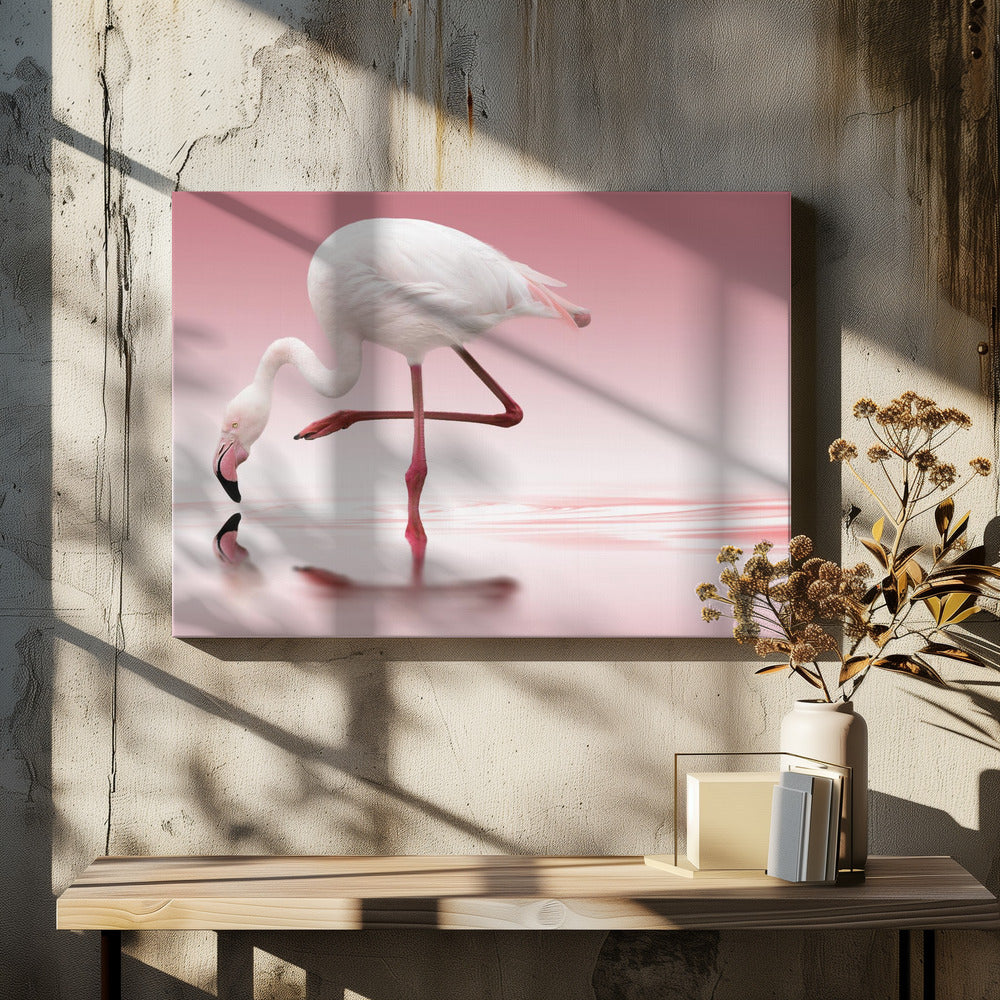 Pink Flamingo Love by Doris Reindl | Romantic Wildlife Reflection, Large Canvas Wall Art Print | Artsy Earth