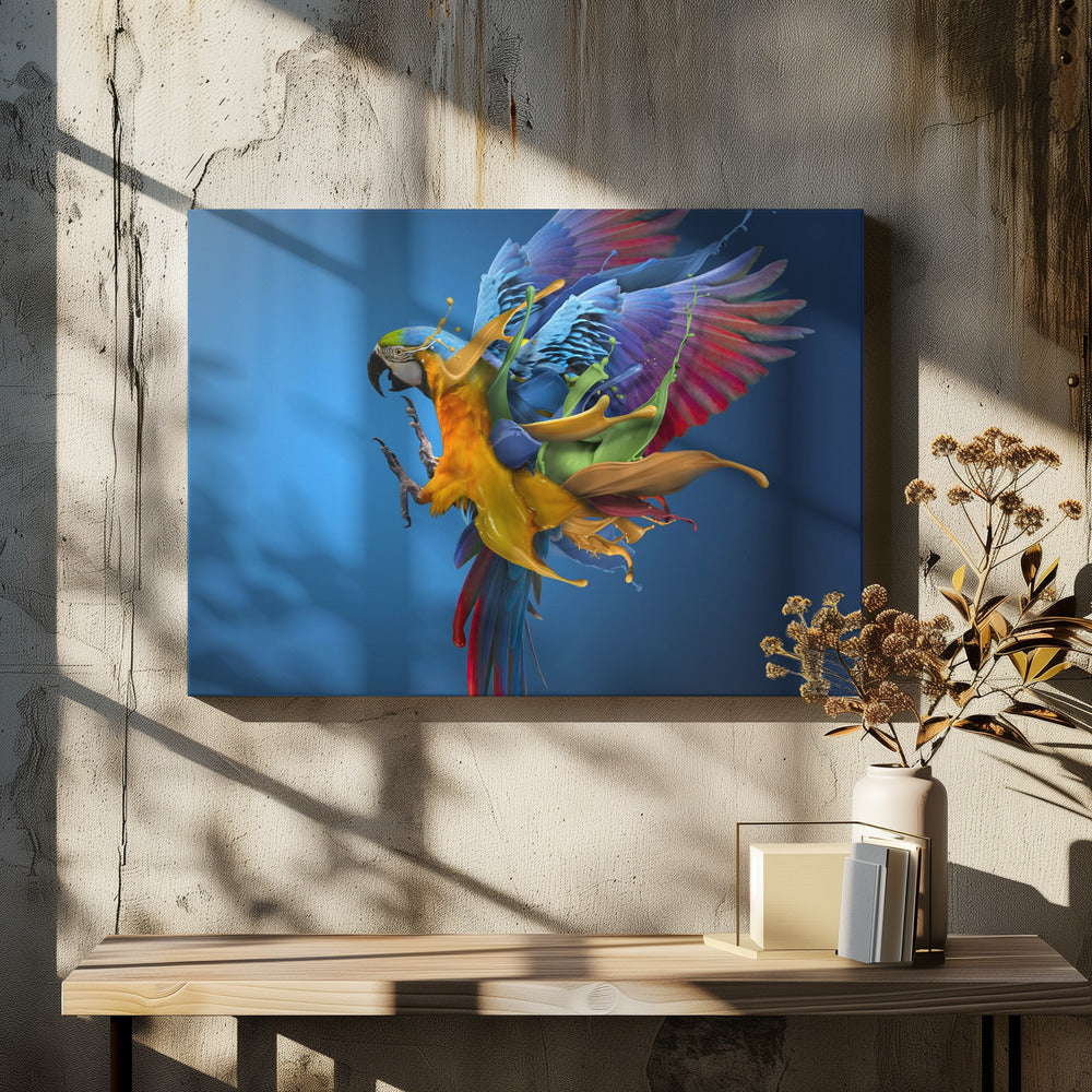 Flying Colours by Sulaiman Almawash | Colorful Bird Surrealism, Large Canvas Wall Art Print | Artsy Earth