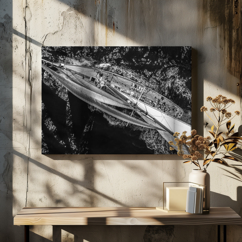 Above Racing Ship by Marc Pelissier | Aerial Maritime Race, Large Canvas Wall Art Print | Artsy Earth