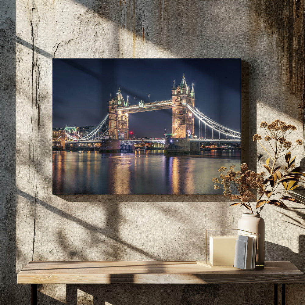 Night at The Tower Bridge by Nader El Assy | London Historic Landmark, Large Canvas Wall Art Print | Artsy Earth