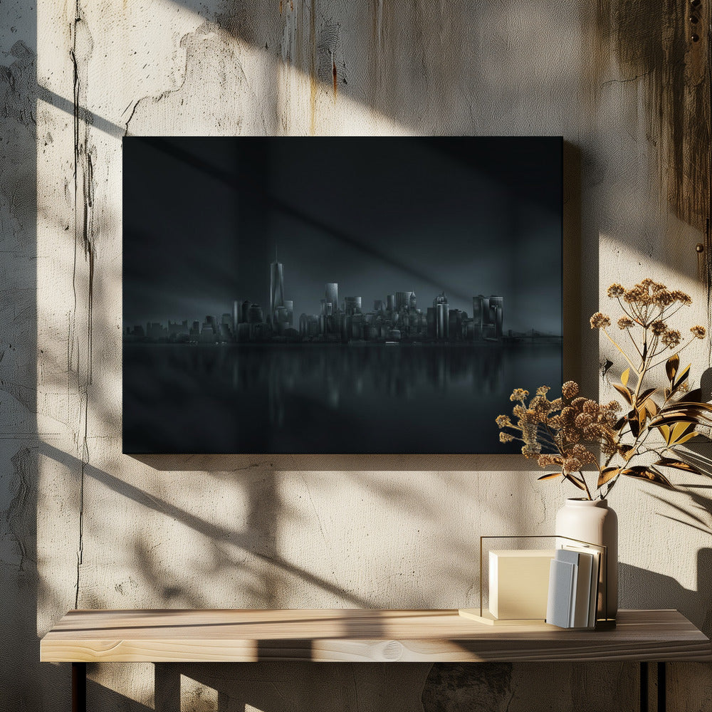 New York Skyline by Miguel Angel Martin Campos | Manhattan Cityscape Reflection, Large Canvas Wall Art Print | Artsy Earth