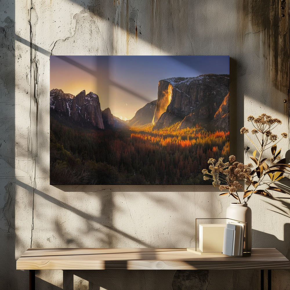 Yosemite Firefall by Yan Zhang | National Park Waterfall, Large Canvas Wall Art Print | Artsy Earth