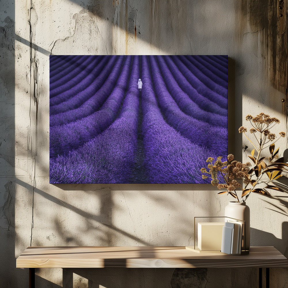 Lavender Field Woman by Lluis De Haro Sanchez | Rural Summer Landscape, Large Canvas Wall Art Print | Artsy Earth