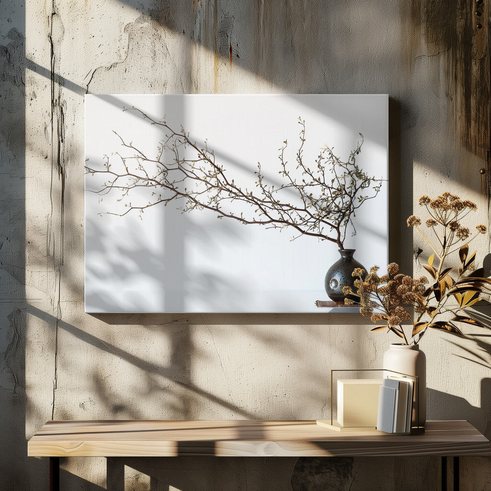 Vase And Branch by Prbimages | Minimalist Spring Vase, Large Canvas Wall Art Print | Artsy Earth