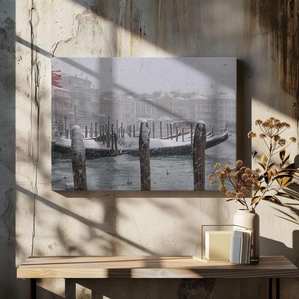 Snowy Venice by Izabella Végh | Venice Winter Canal, Large Canvas Wall Art Print | Artsy Earth