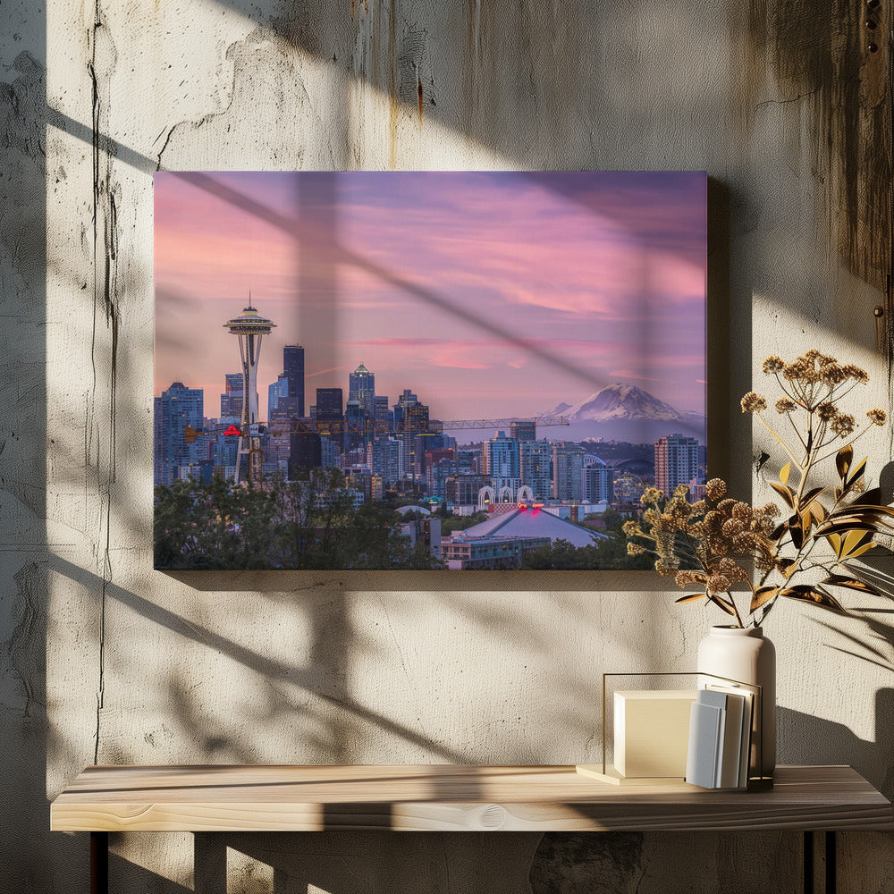 Good Morning, Seattle! by Michael Zheng | Seattle Skyline Sunrise, Large Canvas Wall Art Print | Artsy Earth