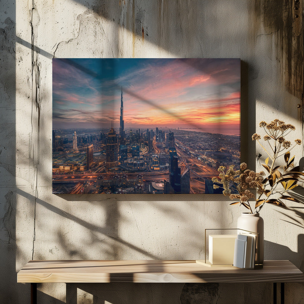 Dubai Skyline by Karim Eldeghedy | Modern Cityscape Architecture, Large Canvas Wall Art Print | Artsy Earth