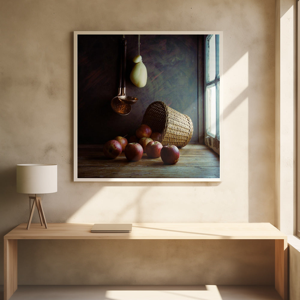 Rustic Apple Still Life by Luiz Laercio | Farmhouse Kitchen Fruit, Large Canvas Wall Art Print | Artsy Earth