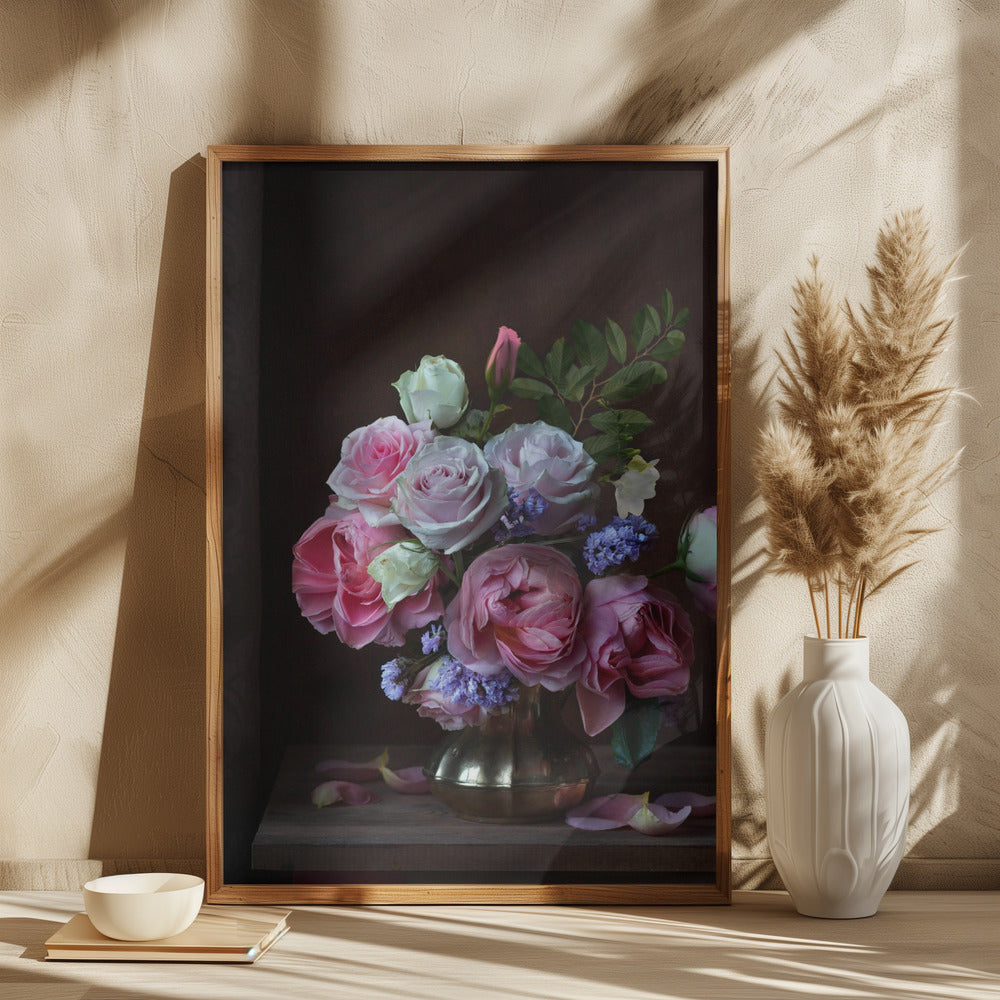 Floral Still Life by Alina Lankina | Botanical Rose Bouquet, Large Canvas Wall Art Print | Artsy Earth