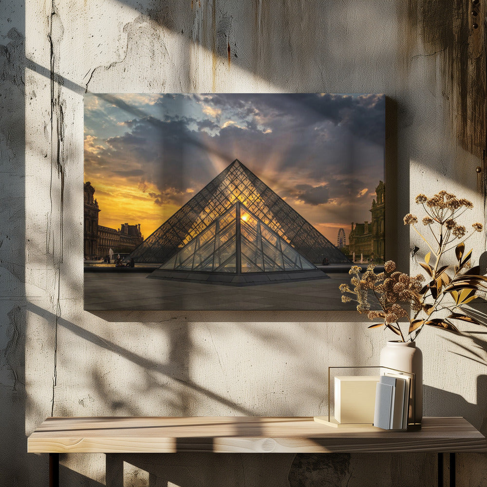 Louvre Pyramid by Juan Carlos Hervás Martínez | Paris Museum Architecture, Large Canvas Wall Art Print | Artsy Earth