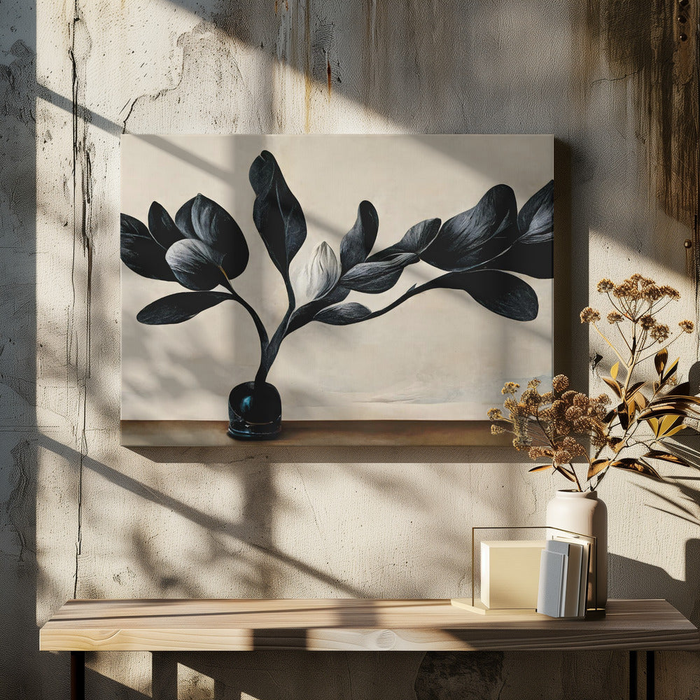 Black Magnolia by Treechild | Minimal Botanical Illustration, Large Canvas Wall Art Print | Artsy Earth