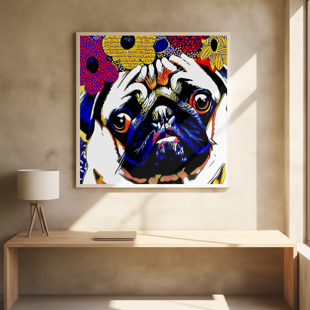 Puggles Dog Art by Ruth Day | Colorful Pet Illustration, Large Canvas Wall Art Print | Artsy Earth