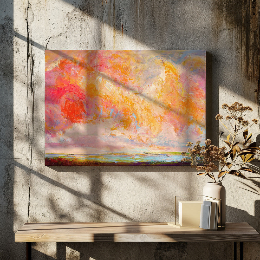 With a Happy Heart by Dorothy Fagan | Abstract Painted Sunset, Large Canvas Wall Art Print | Artsy Earth