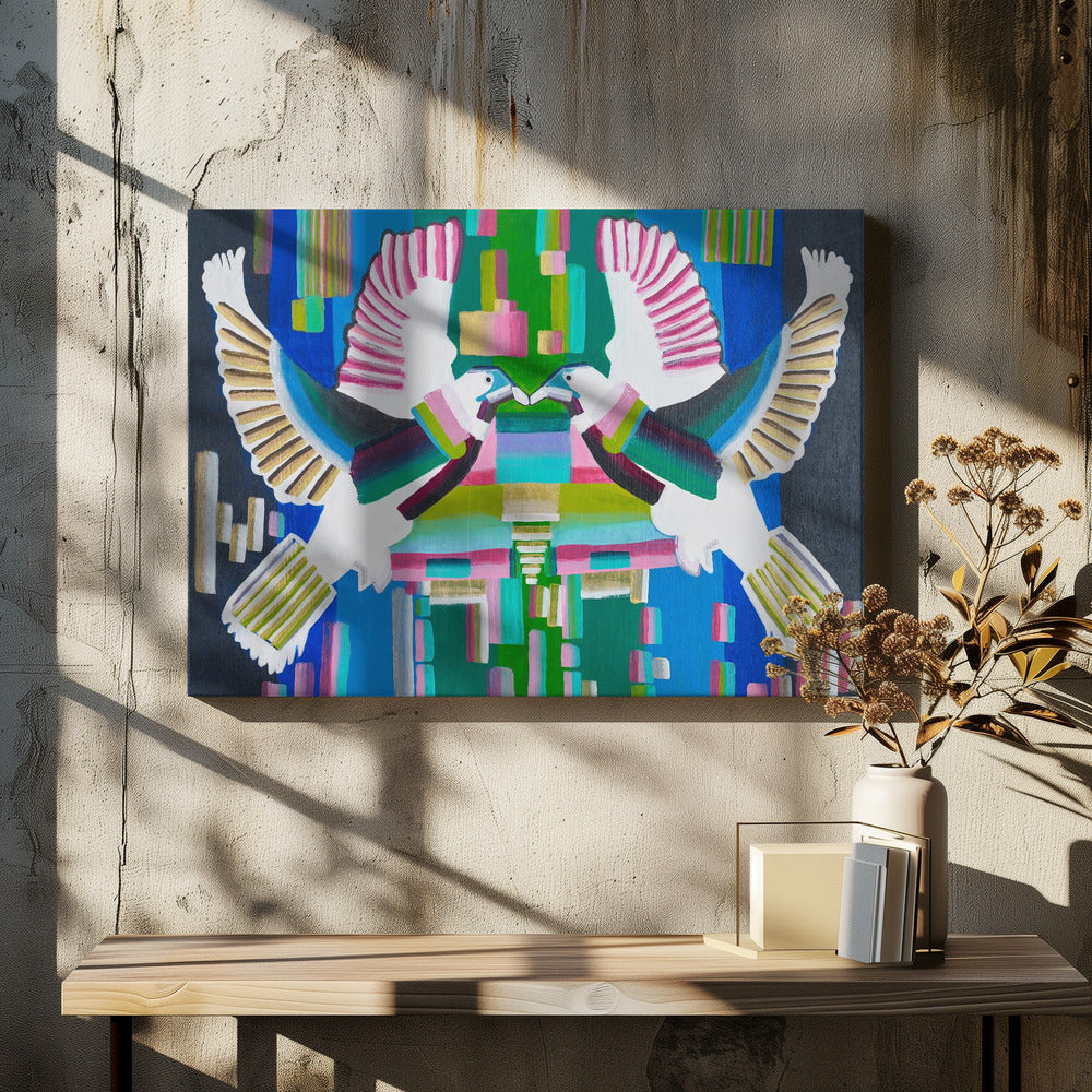 Doves by Amy Diener | Colorful Love Birds, Large Canvas Wall Art Print | Artsy Earth