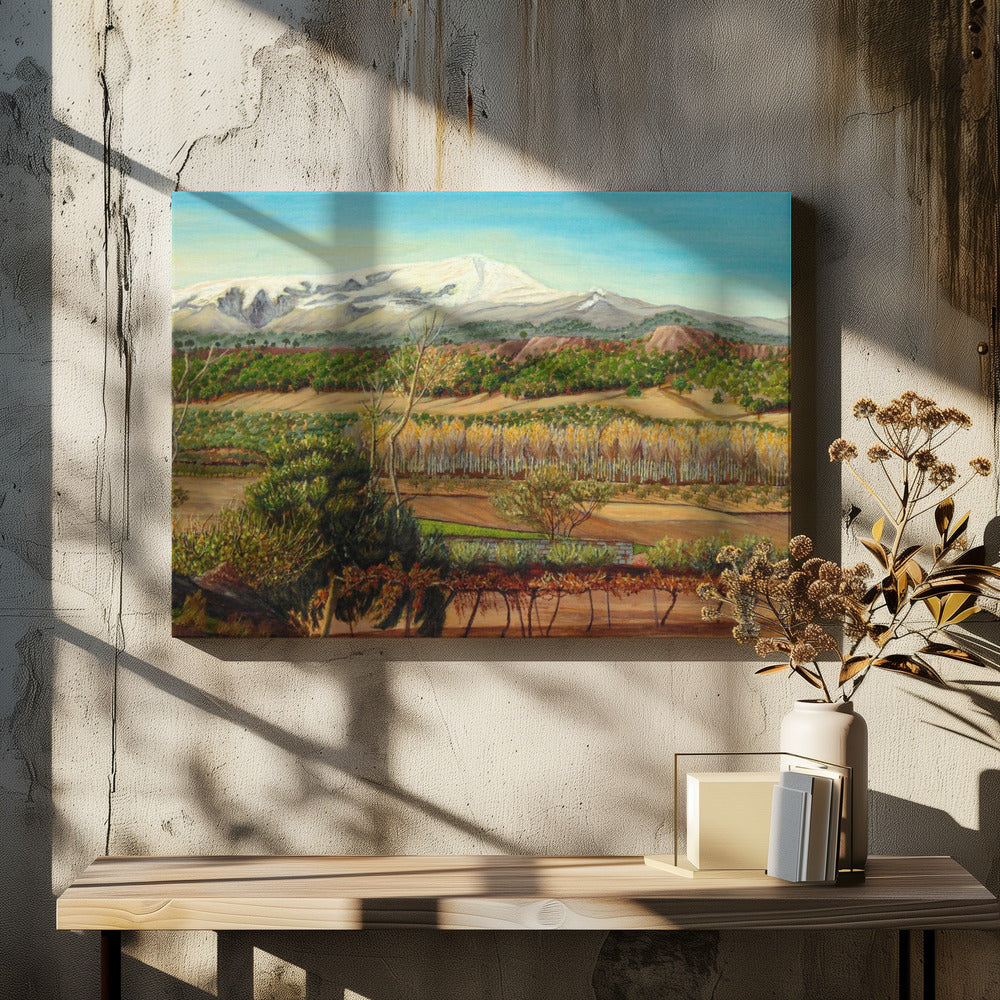 Vineyard Valley Sierra by Angeles M. Pomata | Rural Mountain Landscape, Large Canvas Wall Art Print | Artsy Earth