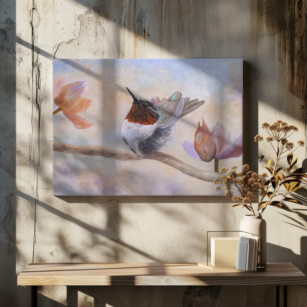 Rain Dance by Angeles M. Pomata | Watercolor Hummingbird Nature, Large Canvas Wall Art Print | Artsy Earth