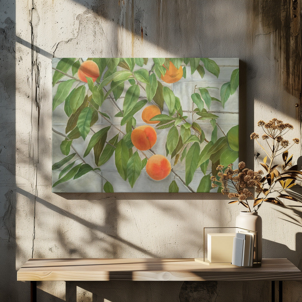 Fresh Peaches by Angeles M. Pomata | Fresh Fruit Still Life, Large Canvas Wall Art Print | Artsy Earth