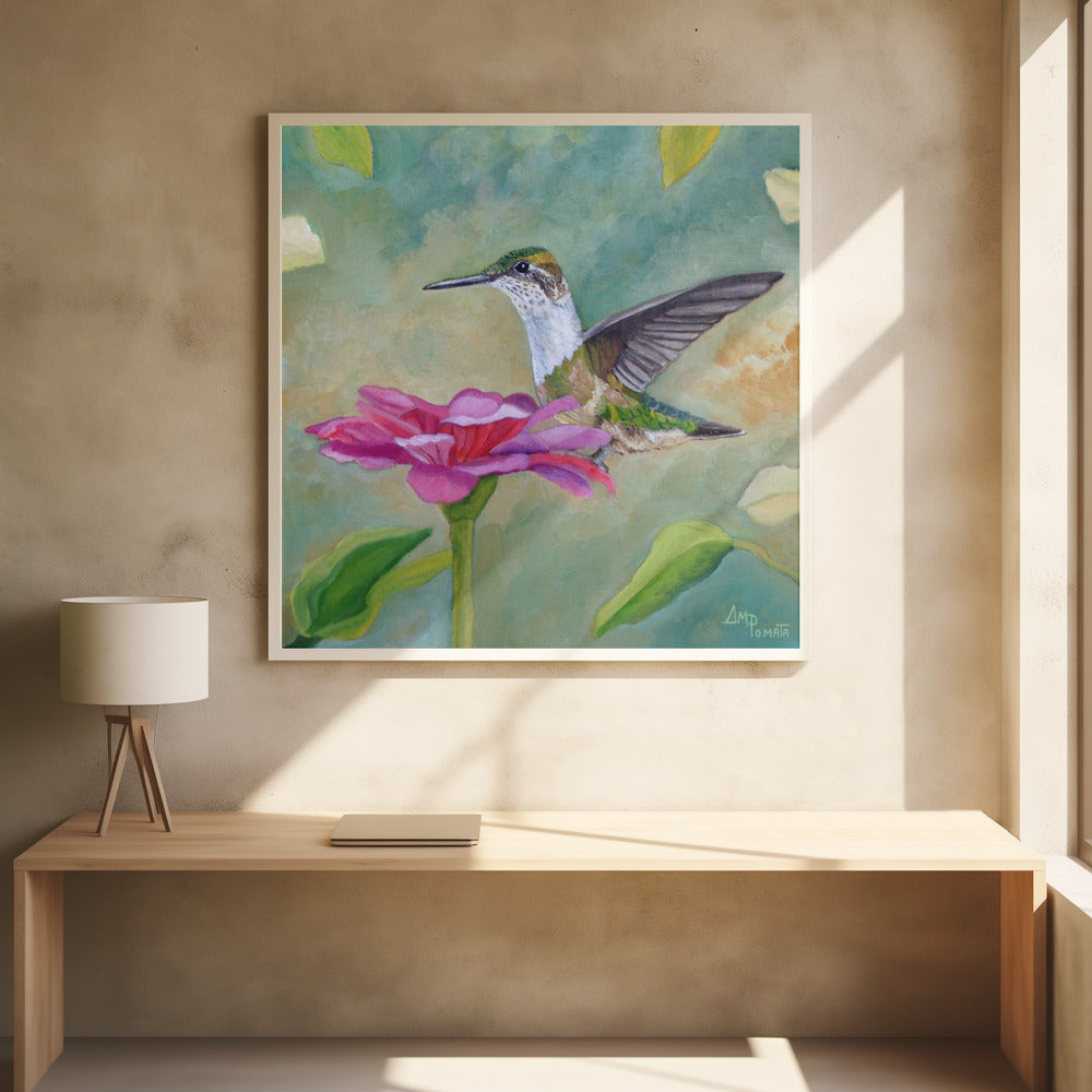 My Sweet Minute by Angeles M. Pomata | Watercolor Hummingbird Nature, Large Canvas Wall Art Print | Artsy Earth