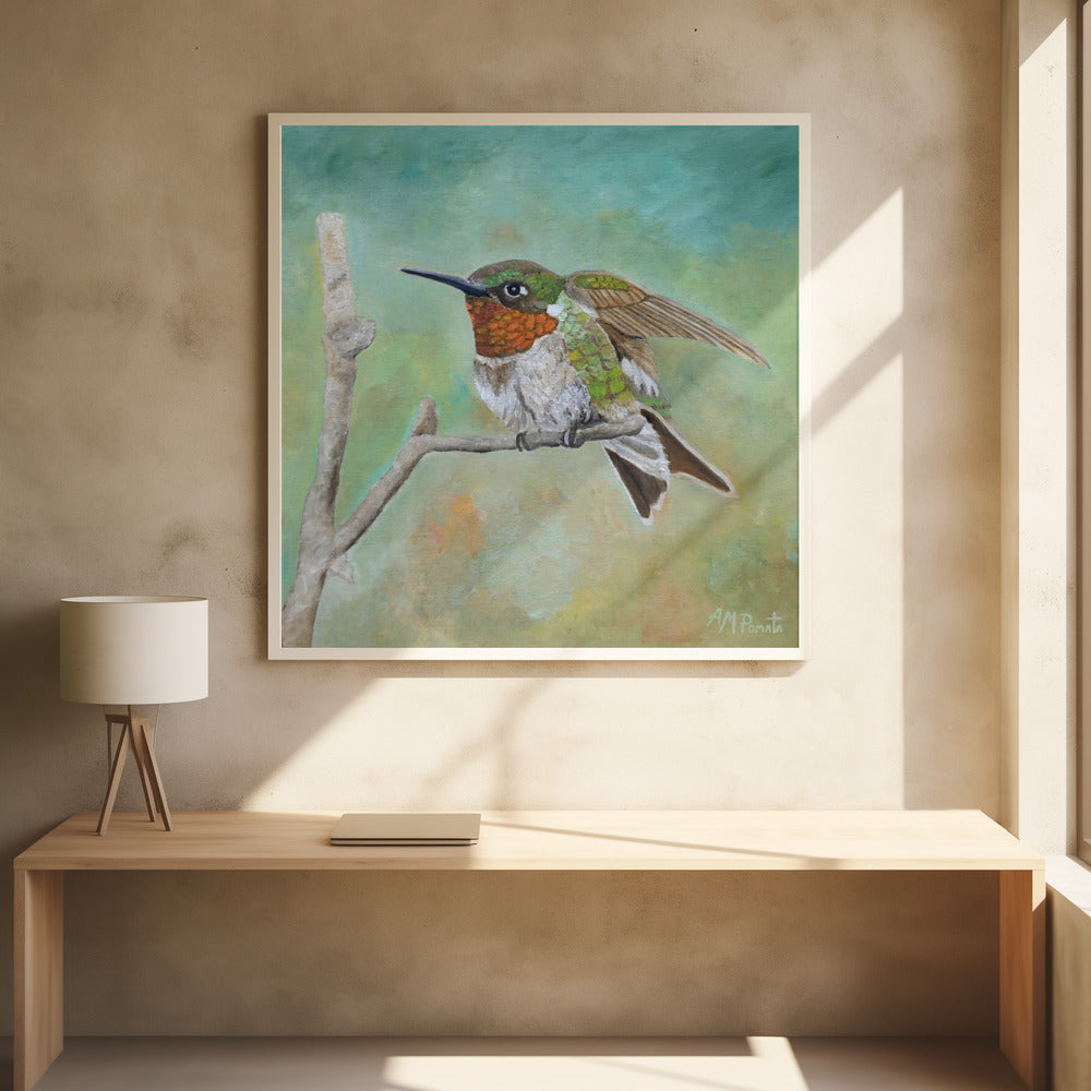 Perched In Place by Angeles M. Pomata | Wildlife Bird Illustration, Large Canvas Wall Art Print | Artsy Earth