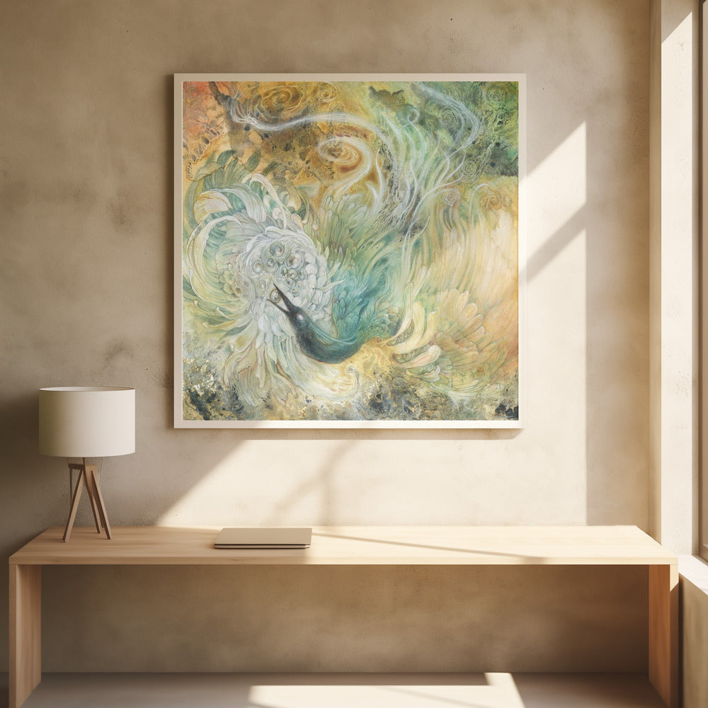 In the Gardens of the Sun by Stephanie Law | Magical Fantasy Bird, Large Canvas Wall Art Print | Artsy Earth