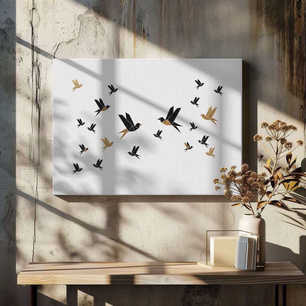 Origami Birds Collage by Orara Studio | Geometric Japanese Art, Large Canvas Wall Art Print | Artsy Earth