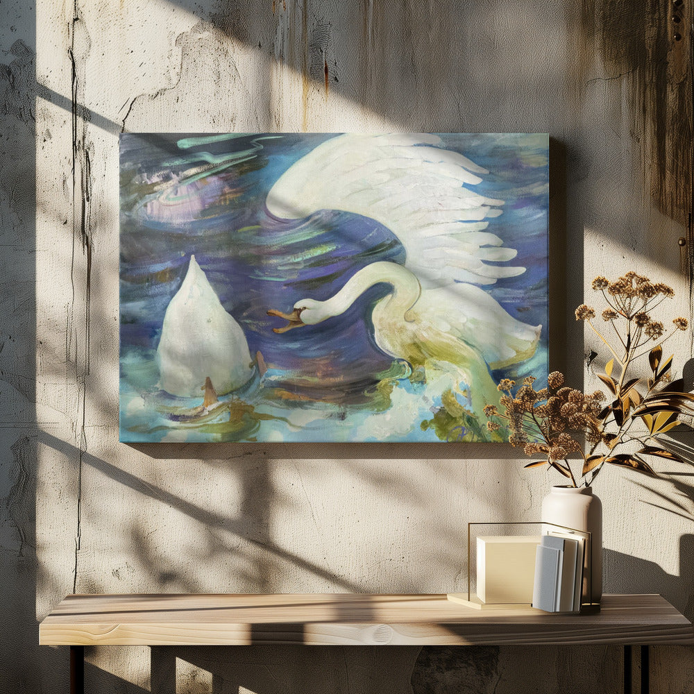 Pinch Me by Anastasiia Grygorieva | Swan Attack Lake, Large Canvas Wall Art Print | Artsy Earth