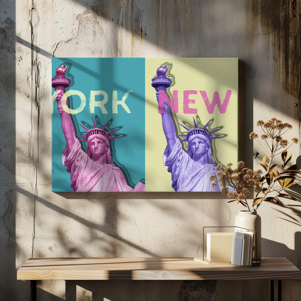 Pop Art Statue Liberty by Melanie Viola | Nyc Landmark Art, Large Canvas Wall Art Print | Artsy Earth