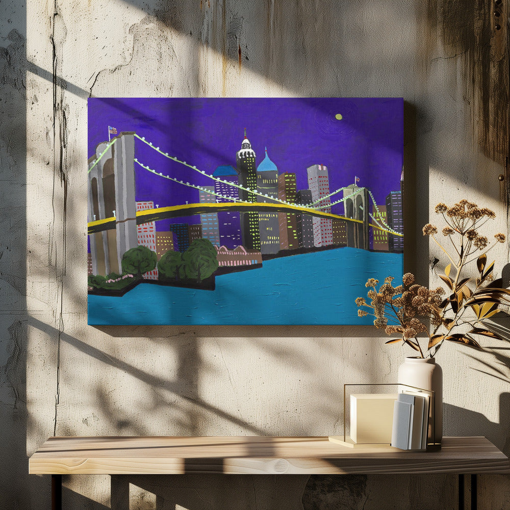 Brooklyn Bridge by Sue Graef | Urban Architecture Landmark, Large Canvas Wall Art Print | Artsy Earth