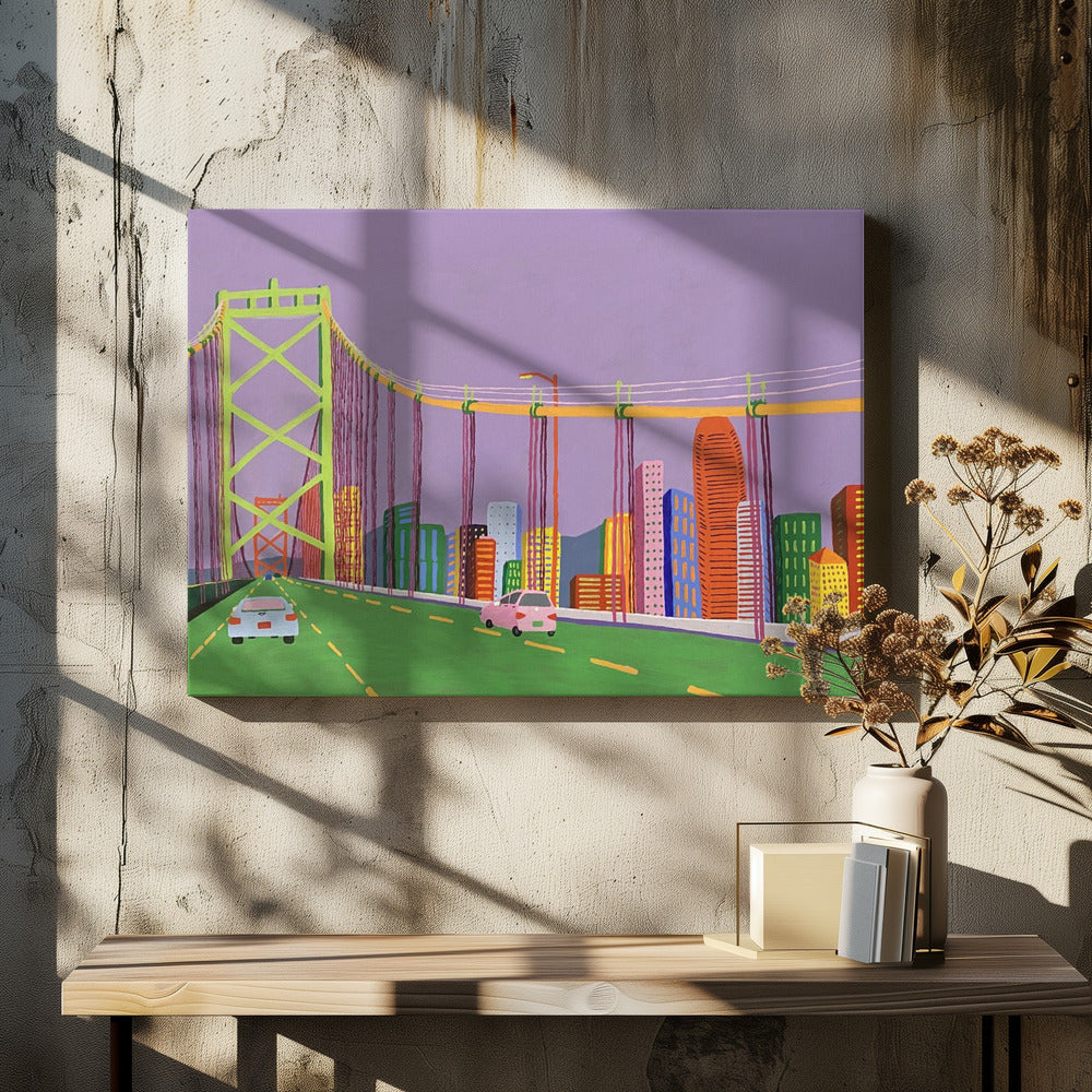 Oakland Bay Bridge by Sue Graef | California Urban Cityscape, Large Canvas Wall Art Print | Artsy Earth