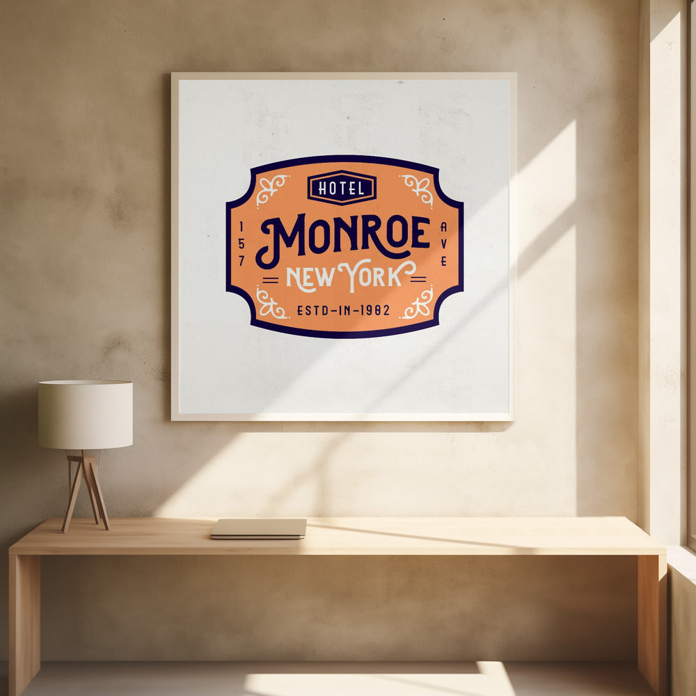 Monroe Hotel New York by The Whiskey Ginger | Vintage Travel Poster, Large Canvas Wall Art Print | Artsy Earth