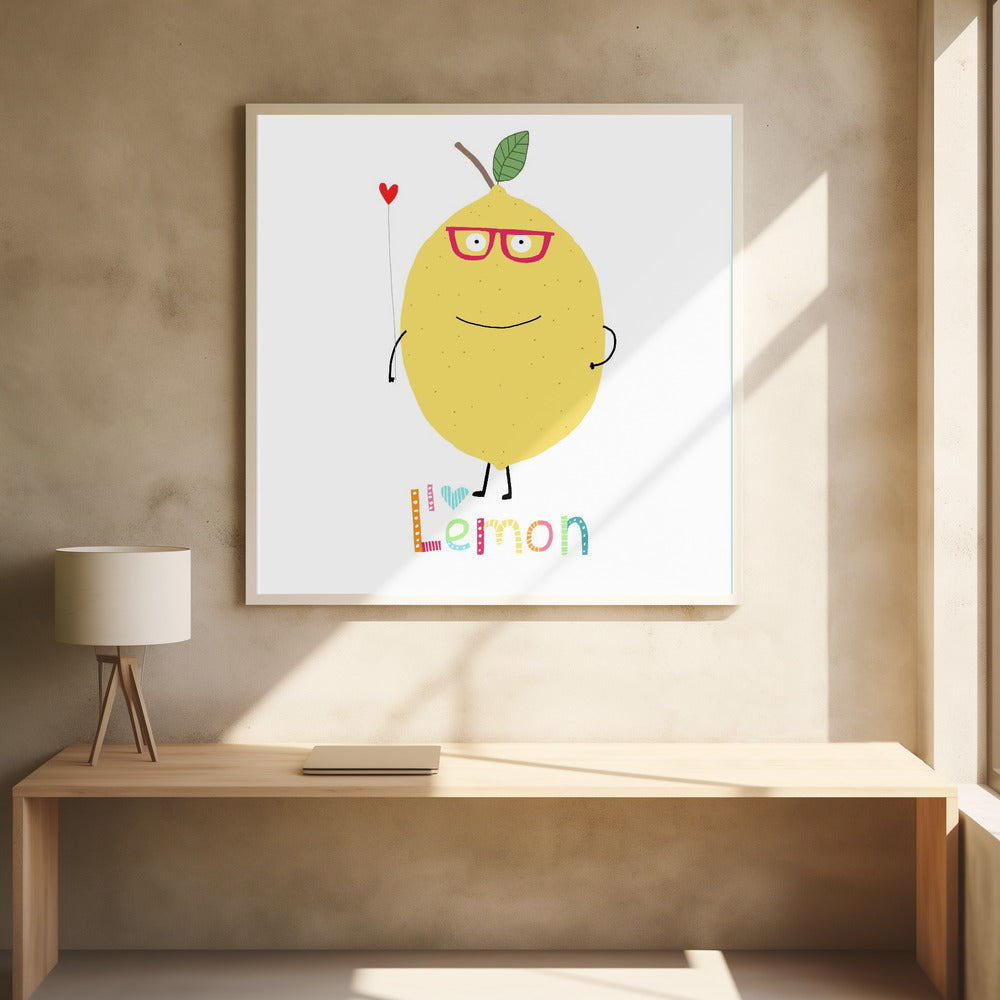 I Love Lemon! by Carla Daly | Cute Fruit Character, Large Canvas Wall Art Print | Artsy Earth