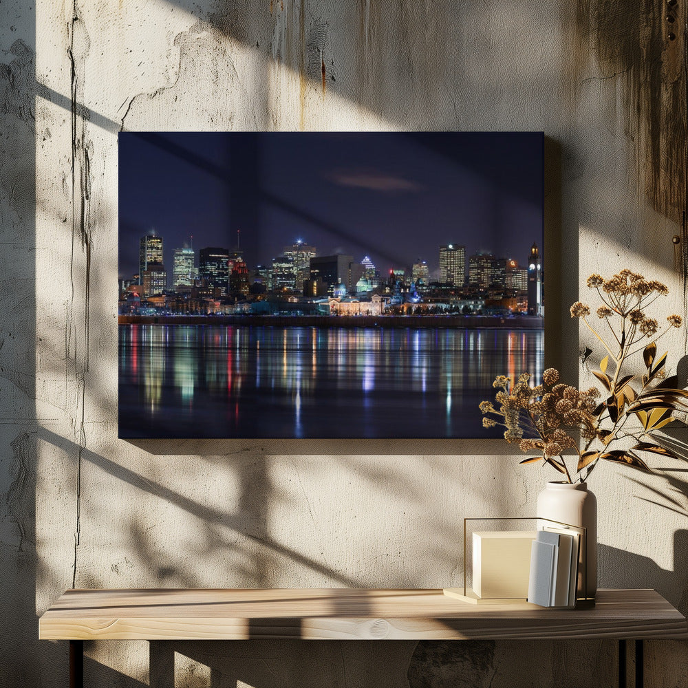 Montreal Night by Yuppidu | Urban Cityscape Reflection, Large Canvas Wall Art Print | Artsy Earth