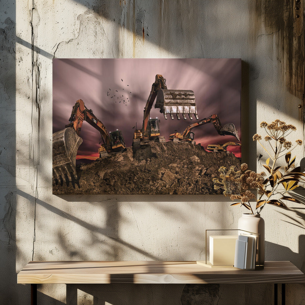 Industrial Excavator by Peter Majkut | Construction Machine Digging, Large Canvas Wall Art Print | Artsy Earth