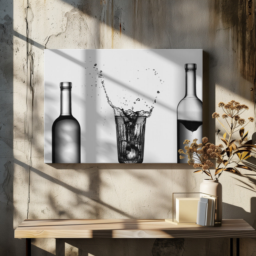 Glass Bottles Art by Valeriy Kasmasov | Transparent Drink Silhouette, Large Canvas Wall Art Print | Artsy Earth