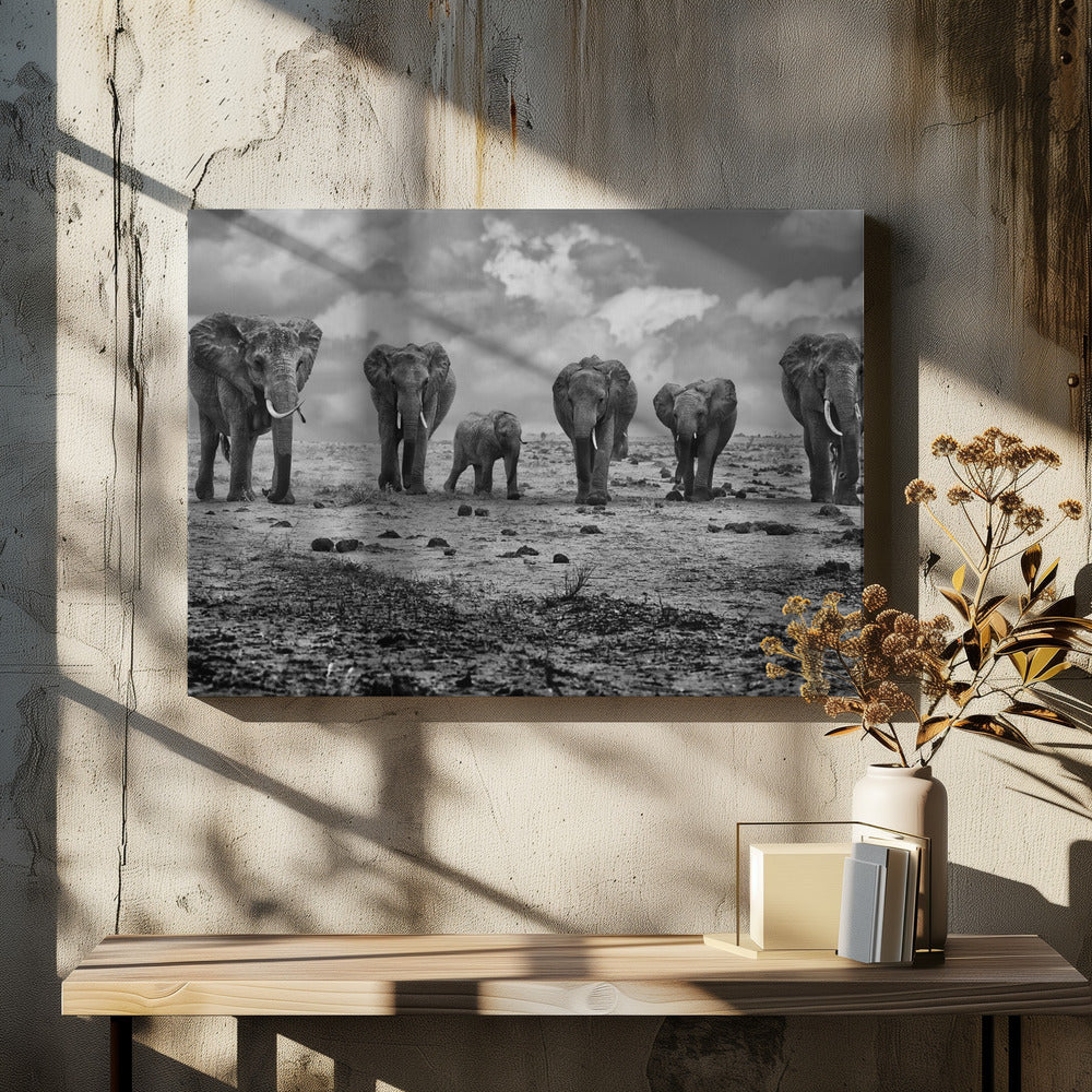 Big Family by Marcel Rebro | Elephant Family Protection, Large Canvas Wall Art Print | Artsy Earth