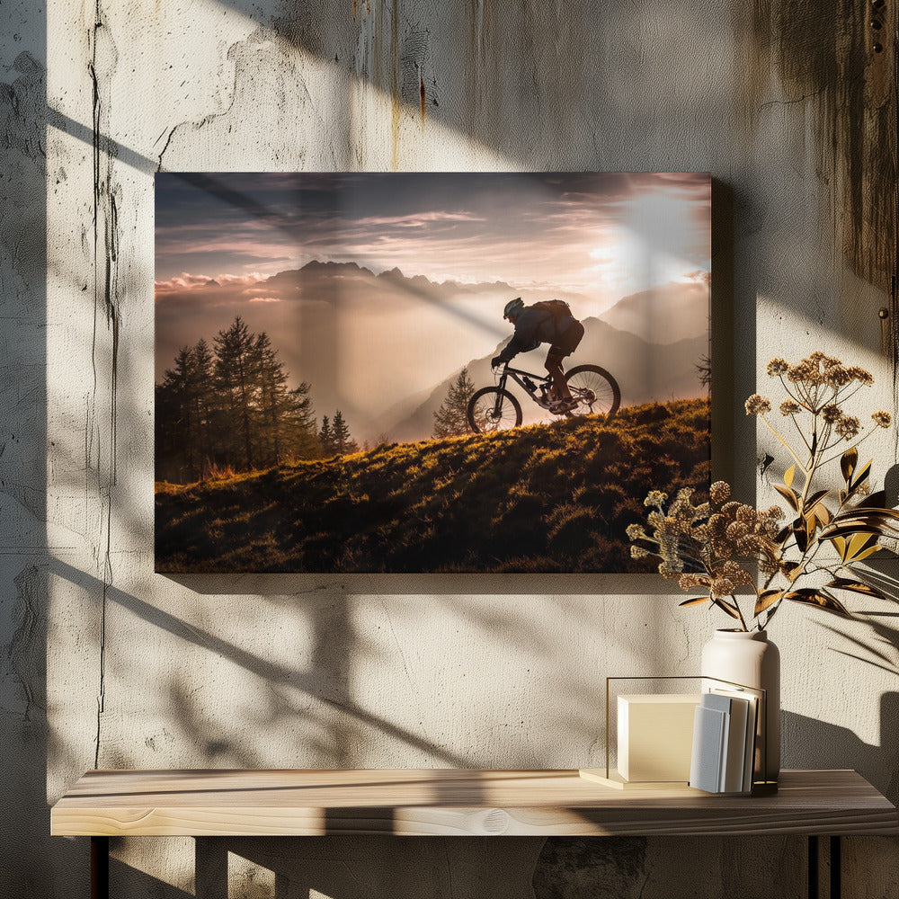 Golden Hour Biking by Sandi Bertoncelj | Mountain Bike Adventure, Large Canvas Wall Art Print | Artsy Earth