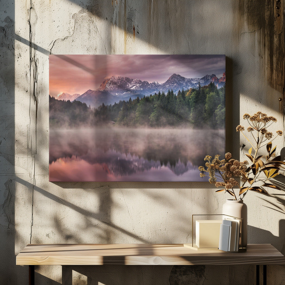 Sunrise at the Lake by Andreas Wonisch | Mountain Lake Reflection, Large Canvas Wall Art Print | Artsy Earth