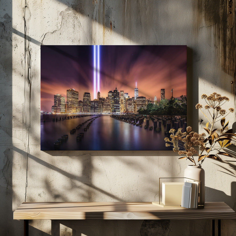 Unforgettable 9-11 by Javier De La Torre | Manhattan Skyline Memorial, Large Canvas Wall Art Print | Artsy Earth