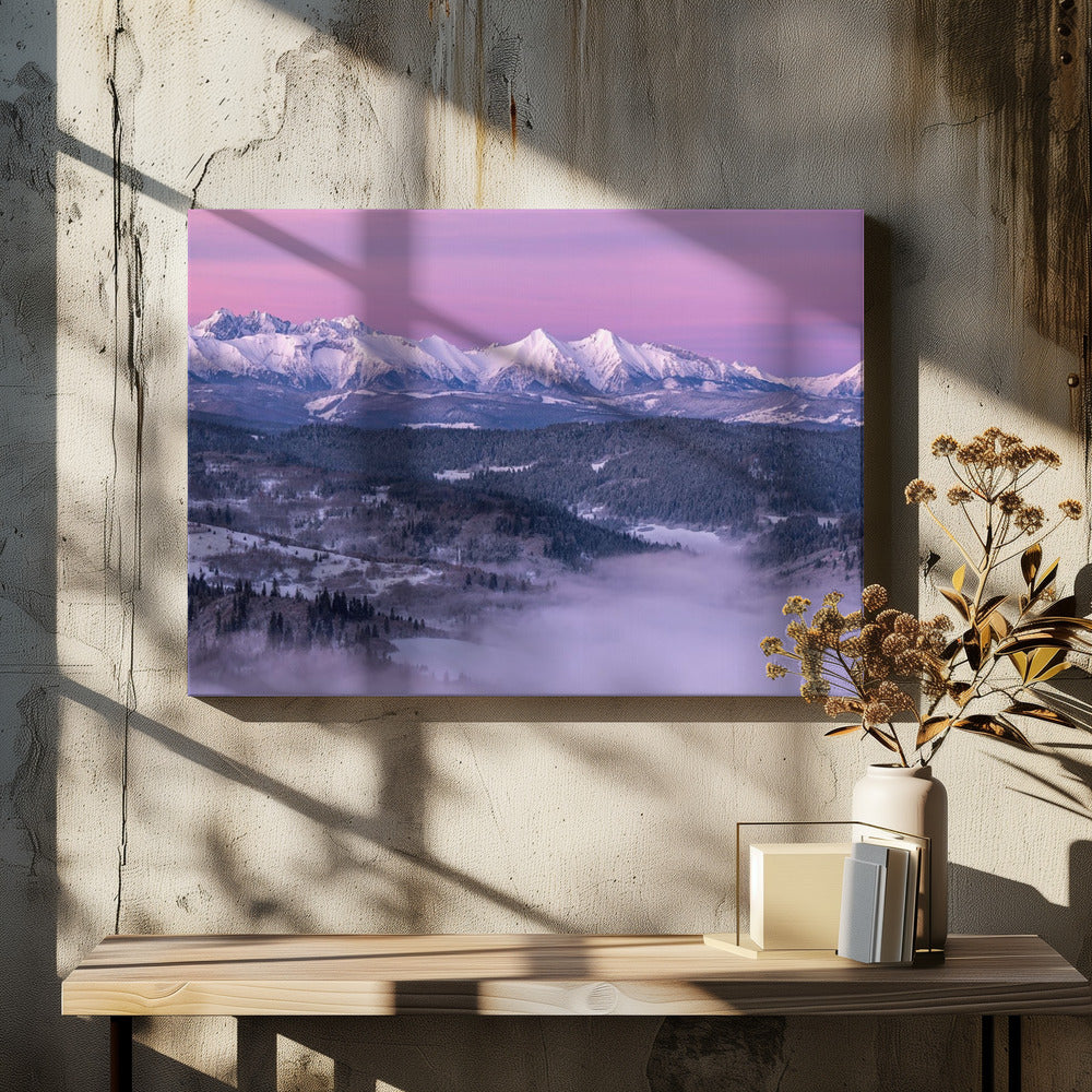 Dawn Tatra Mountains by Krzysztof Mierzejewski | Foggy Mountain Landscape, Large Canvas Wall Art Print | Artsy Earth