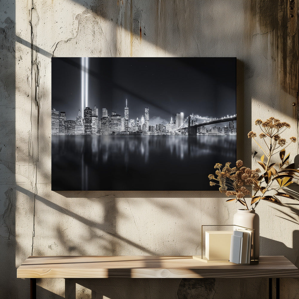 Unforgettable 9-11 by Javier De La Torre | Manhattan Skyline Memorial, Large Canvas Wall Art Print | Artsy Earth