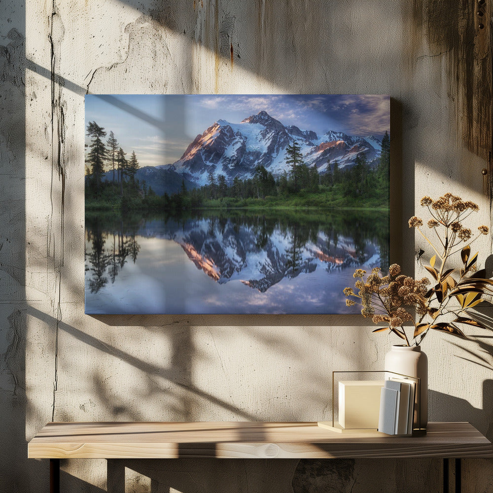 Sunrise on Mount Shuksan by James K. Papp | Mountain Lake Reflection, Large Canvas Wall Art Print | Artsy Earth