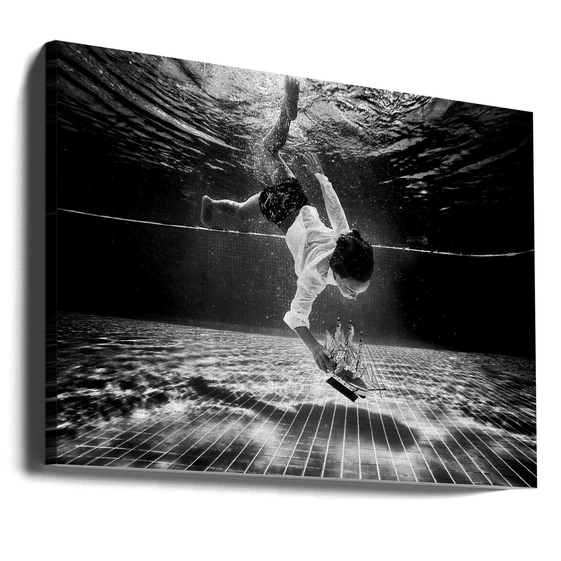 Underwater Explorer by Murat Aslankara | Swimming Pool Adventure, Large Canvas Wall Art Print | Artsy Earth