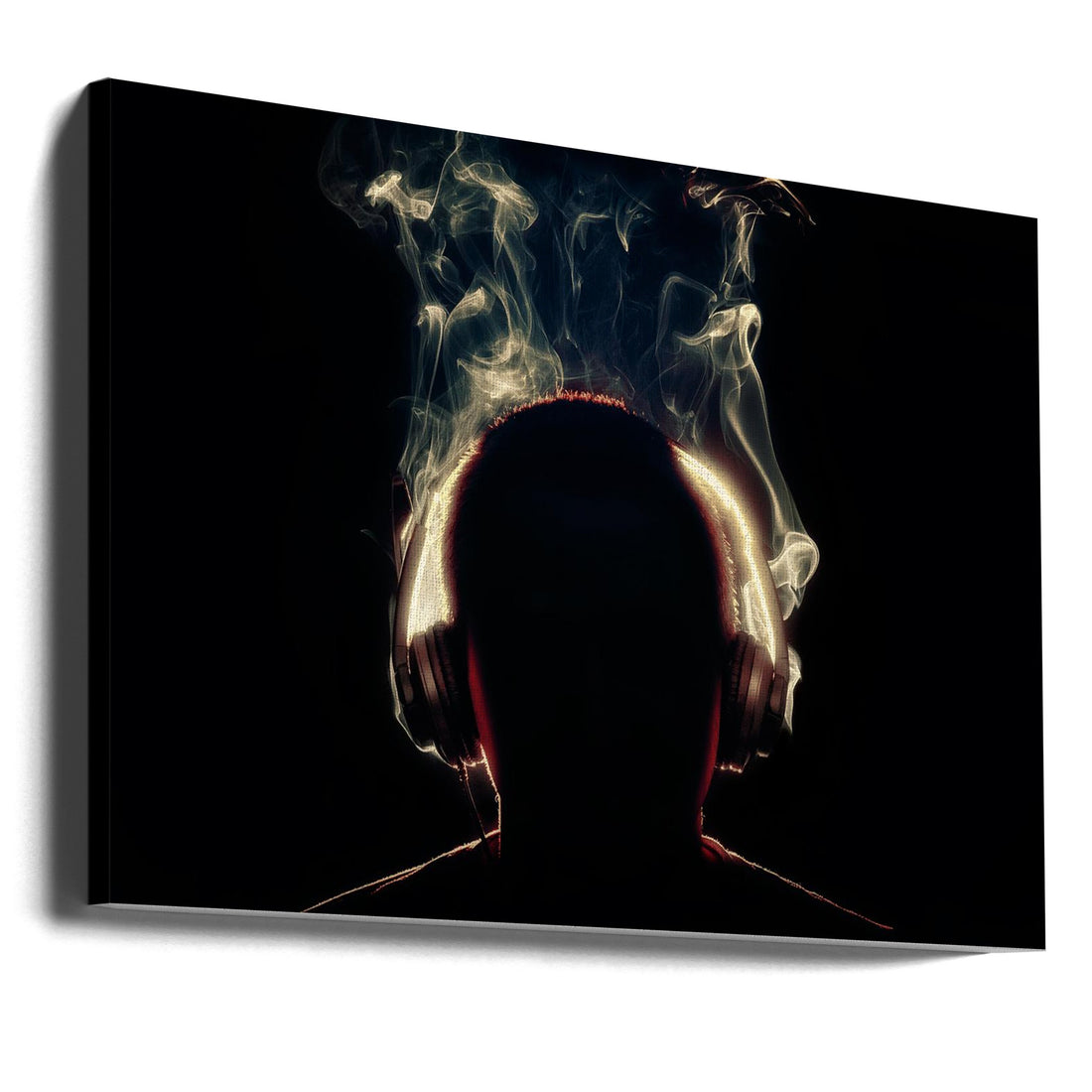 At Maximum Volume by Aida Ianeva | Smoking Headphones Fire, Large Canvas Wall Art Print | Artsy Earth