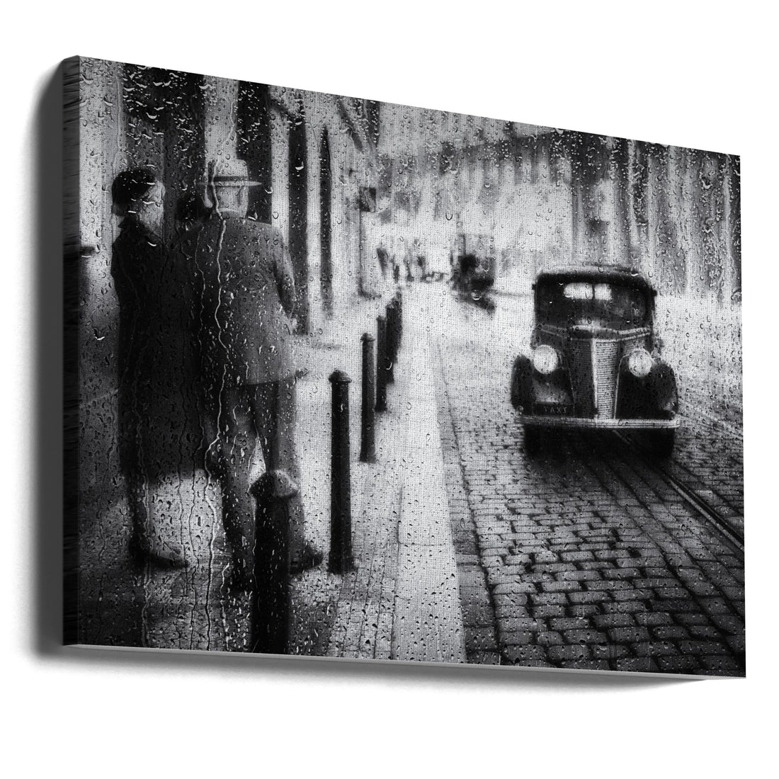 step back in time by Roswitha Schleicher-schwarz | Vintage Rainy Street, Large Canvas Wall Art Print | Artsy Earth