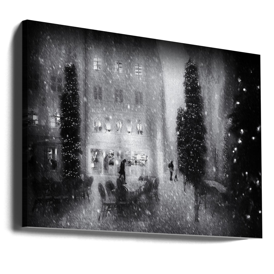 Christmas in the City by Roswitha Schleicher-schwarz | Snowy Urban Christmas, Large Canvas Wall Art Print | Artsy Earth