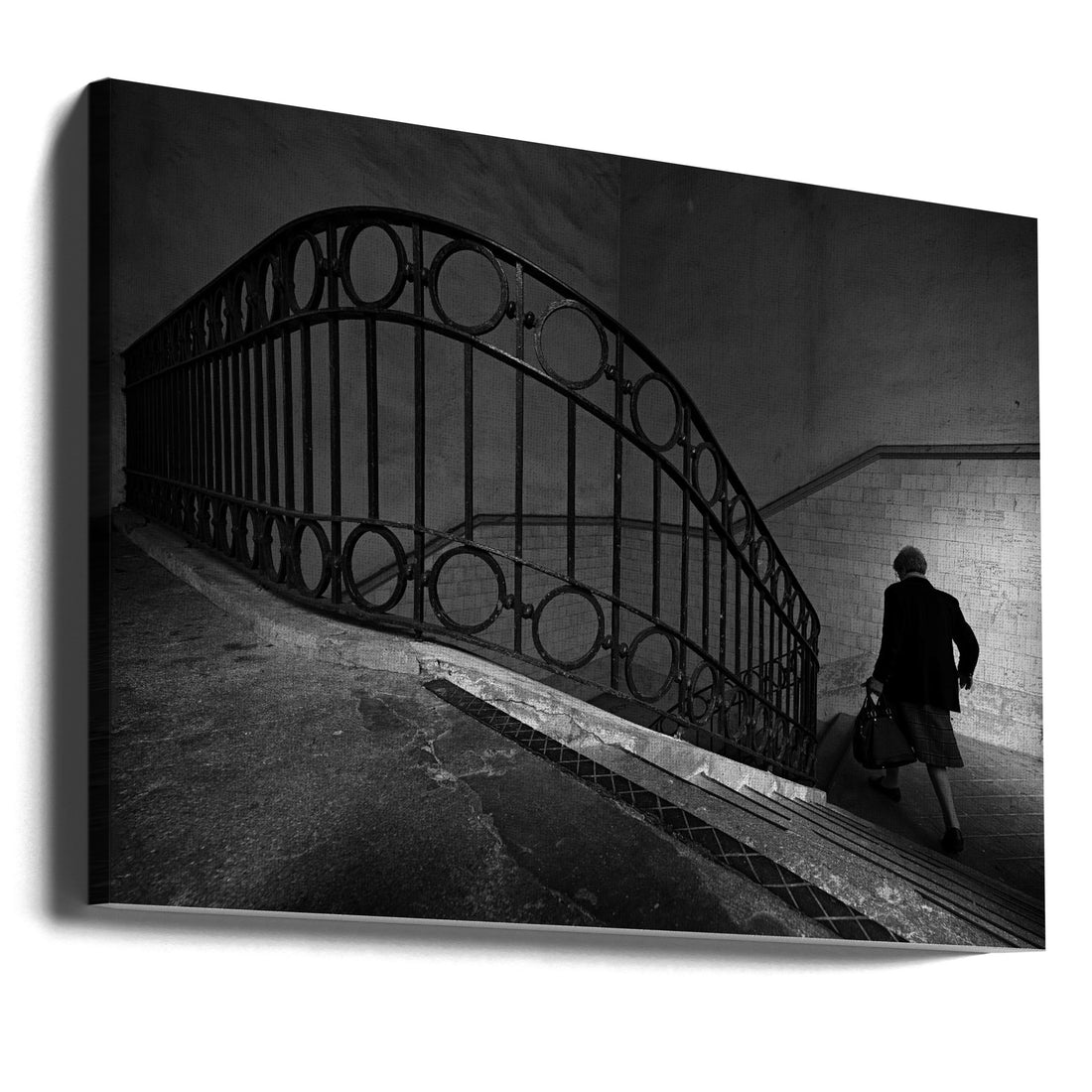 Urban Rush Hour by Carlos Costa | Dark Staircase Interior, Large Canvas Wall Art Print | Artsy Earth