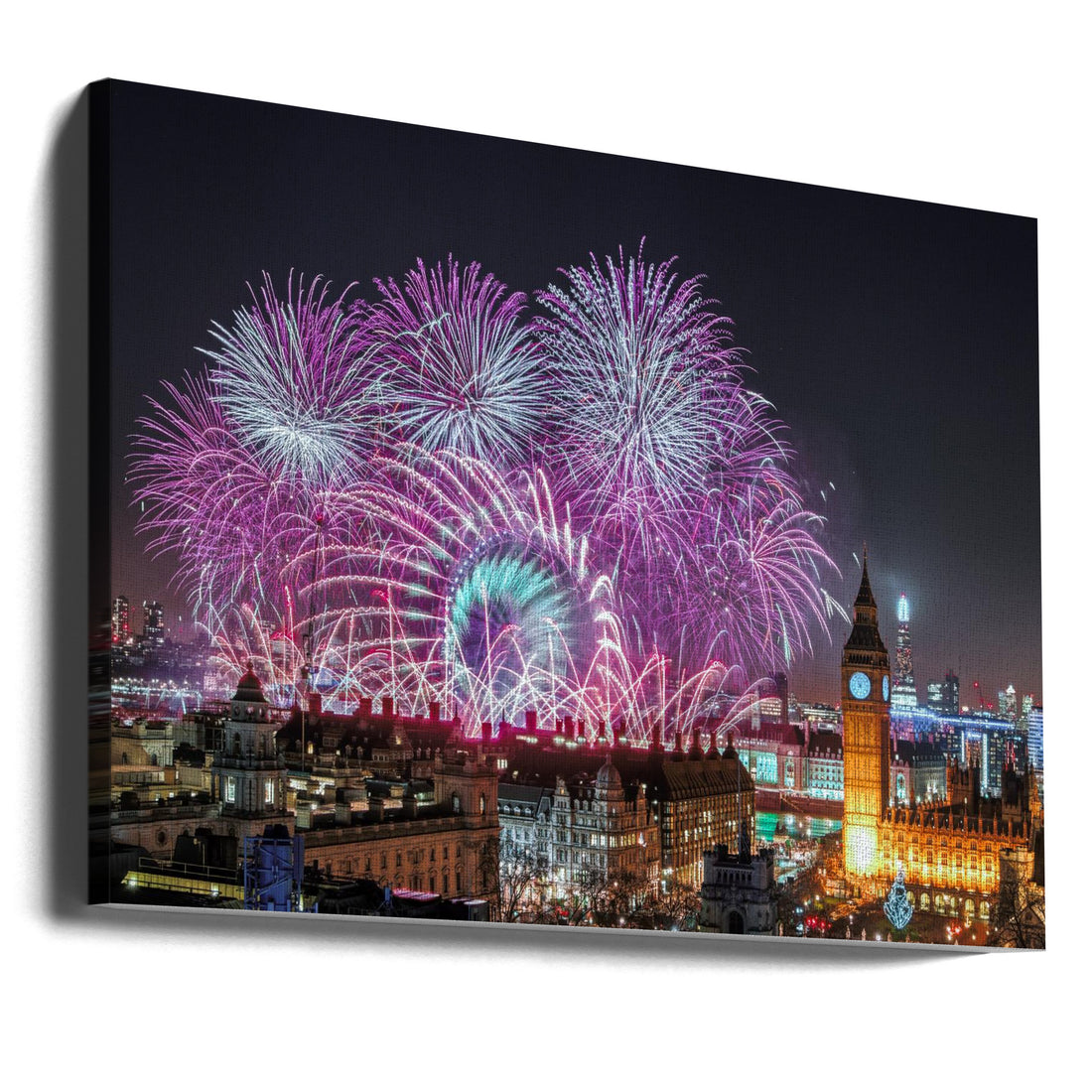 New Year Fireworks by Stewart Marsden | London Celebration Landmark, Large Canvas Wall Art Print | Artsy Earth