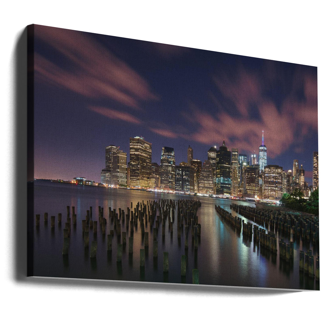 New York City at Night by 李从军 / Austin Li | Urban Skyline Cityscape, Large Canvas Wall Art Print | Artsy Earth