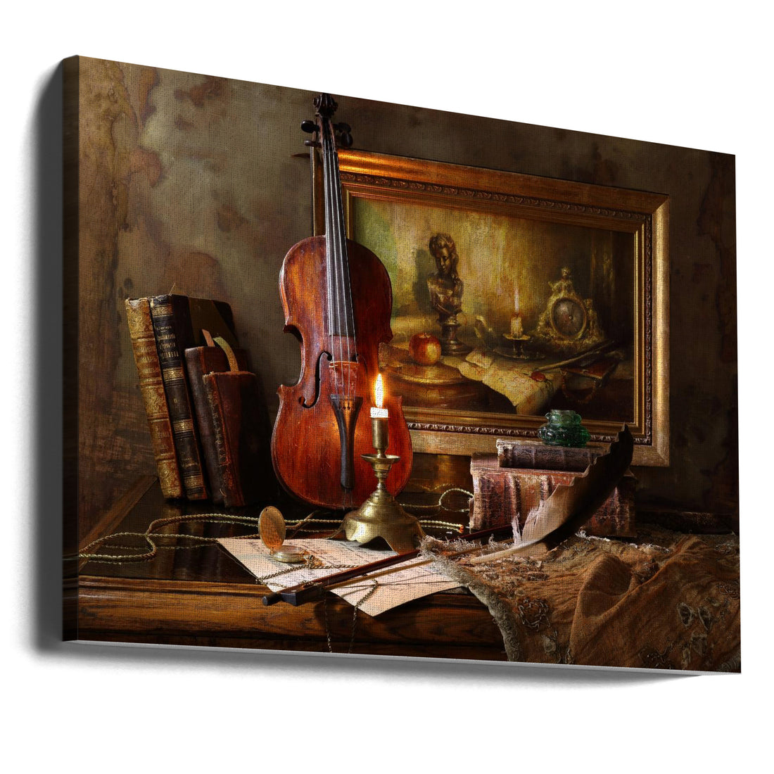 Still life with violin by Andrey Morozov | Vintage Musical Instruments, Large Canvas Wall Art Print | Artsy Earth